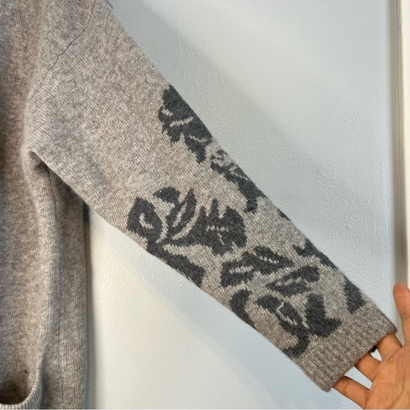 NWT Outlander Lambswool Angora Open Front Cardigan Gray Flower Long Sz 1X Long - Picture 3 of 11